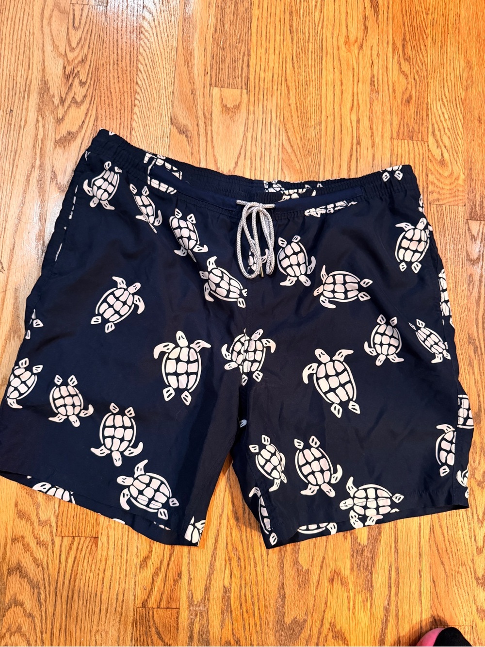Kirkland Signature Navy and White Turtle Print Swim Trunks